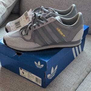 adidas Women's Gray Sneakers with Gold Detail